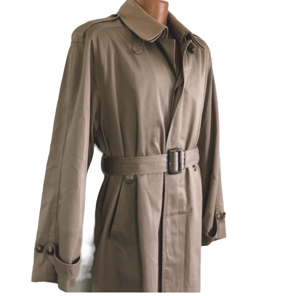 Long Coat Classic Luxury Duster Trench Belted VTG 80s Designer Steampunk 40R LG